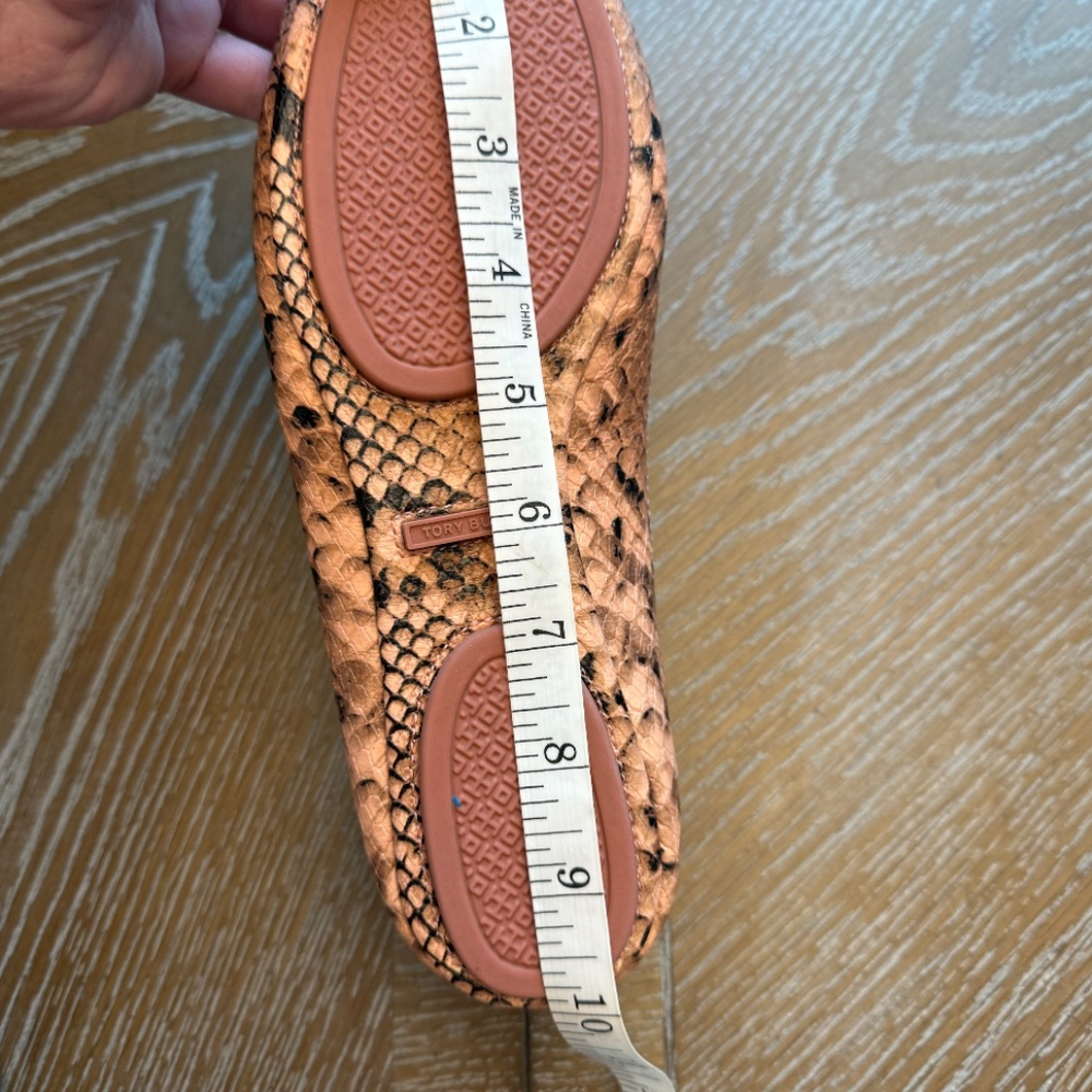 Tory Burch Orange Snake-Print Reva Flats with Logo Medallion - Picture 10 of 13